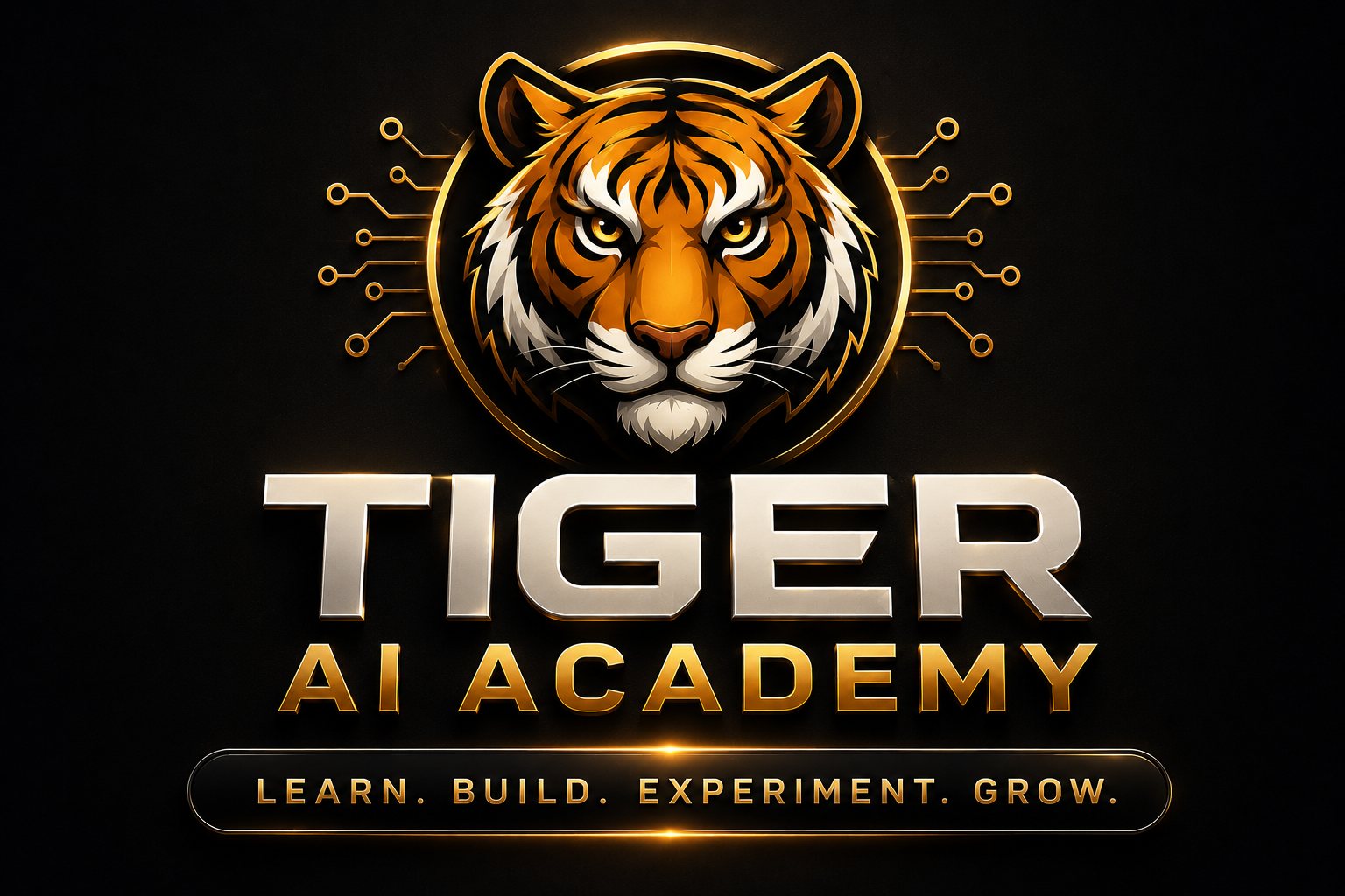 Tiger AI Academy logo: Learn. Build. Experiment. Grow.
